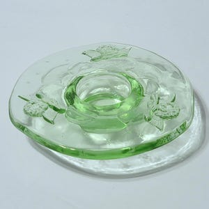 Mid-Century Italian Green Glass Cherub Votive Candle Holder