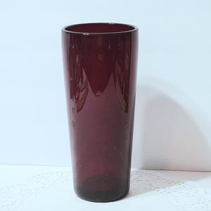 Vintage Ruby Red Blown Glass Vase, Heavy Red Art Glass Tapered Cylindrical Vase,  Vintage Red Glass Vase, *Description
