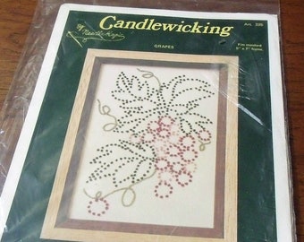 Vintage Candlewicking Kit, Needle Magic Candlewicking #ART325, Needle Magic "Grapes" Candlewicking Kit, Vintage Craft Kit (See Description)