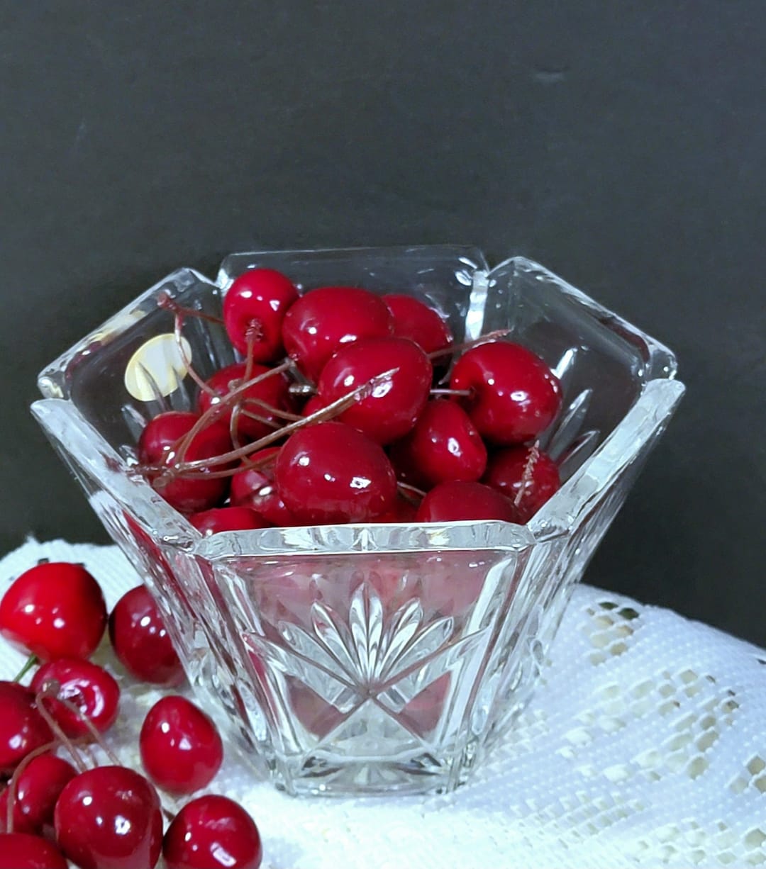 1990s Gorham Lead Crystal Bowl, Crystal Hexagon Bowl, 24 Lead Crystal