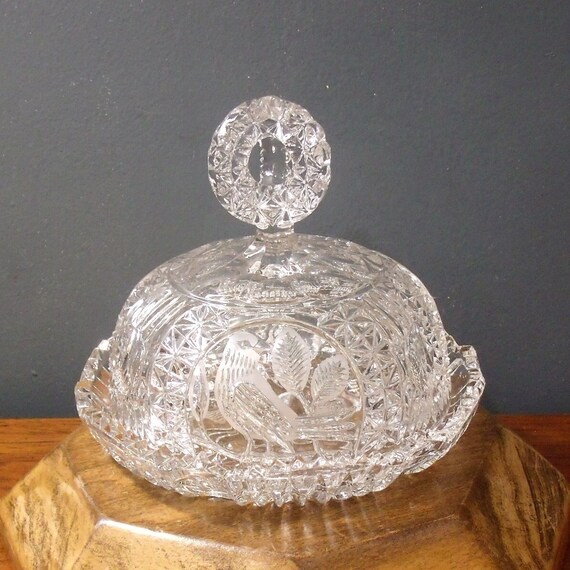 1990's Hofbauer Byrdes Butter Dish German Crystal Butter Etsy