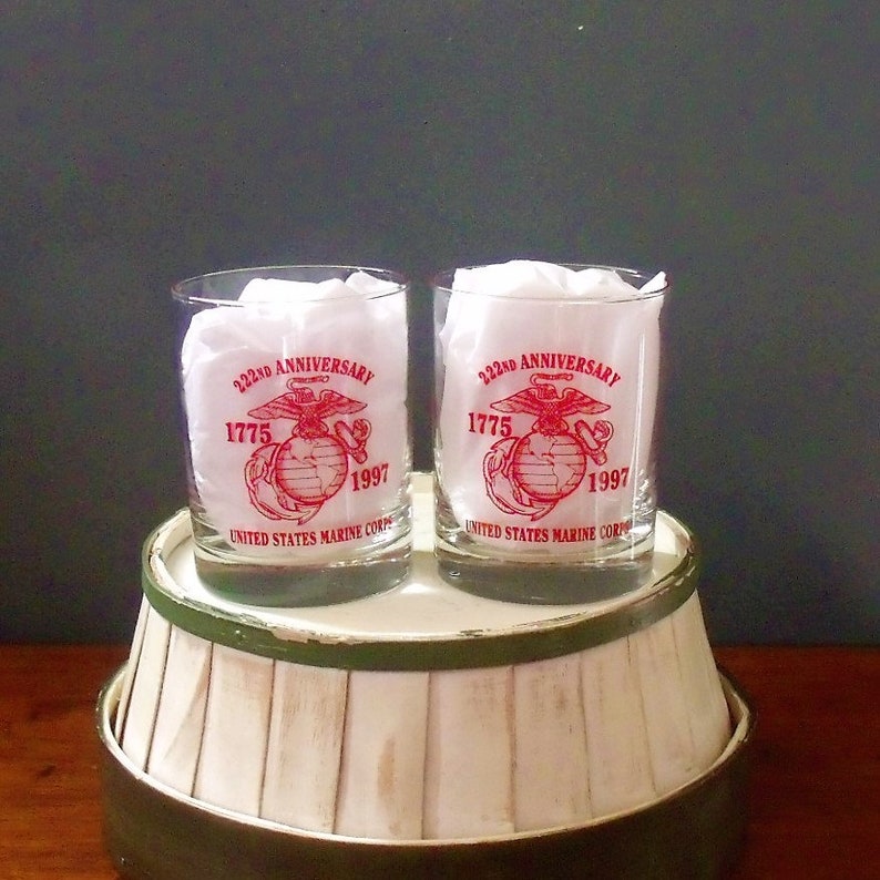1997 Marine Corps Glasses 222nd Anniversary US Marine Corps Etsy