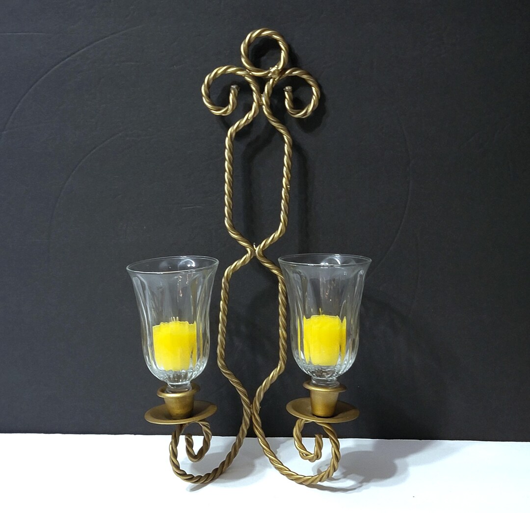 Curated visual reference: Twisted Metal Wall Decor Reference: Vintage Art Nouveau Candle Sconce Homco Gold Tone Twisted Metal