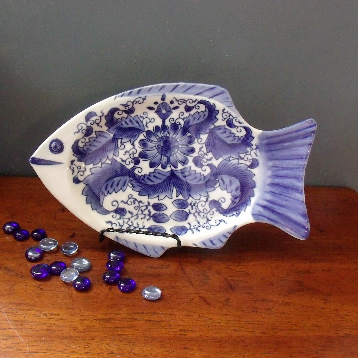 1960's Fish Plate Delft Blue Style Fish Plate Ceramic Etsy