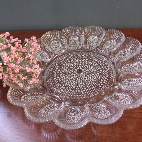 1960's Hobnail Egg Plate, Indiana Glass Egg Plate, Clear Glass Egg Plate, Vintage Serving Dish, Mid-Century Egg Plate