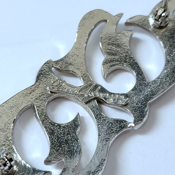 Vintage Ginnie Johansen Brooch, Silver Tone Dolph… - image 2