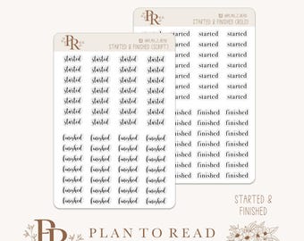 Started & Finished Stickers | Planner Stickers | Bujo Stickers