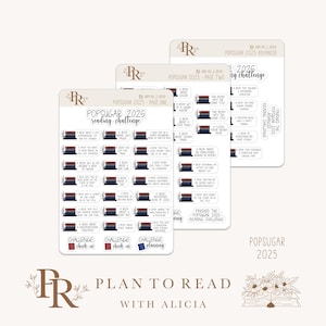 Stickers du défi de lecture PopSugar 2025 | Stickers pour agenda | Sticker Bujo