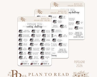 PopSugar 2026 Reading Challenge Stickers | Planner Stickers | Bujo Sticker