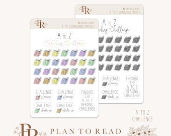 Desafío de la A a la Z / Pegatinas para planificador / Pegatinas para Bujo