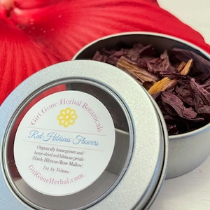 Red Hibiscus Herbal Tea Homegrown, Flower Tea, Hibiscus Tisane, Hibiscus Infusion, Hibiscus Decoction, Organic Hibiscus Looseleaf Tea Tin