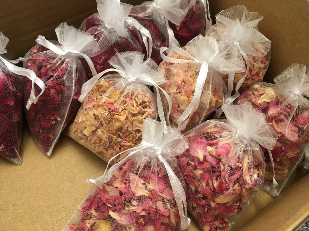 Rose Petal Sachets, Rose Fragrance Sachet, Rose Petal Wedding Toss, Aisle Decor, Dried Flowers