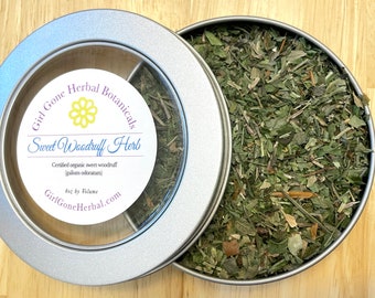 Sweet Woodruff Herb, Organic Sweet Woodruff Tea, Galium odorata, Woodruff Infusion, Herbal Tea Tin, Organic Herbs