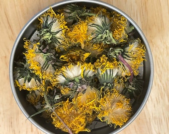 Dandelion Flower Herbal Tea, Organic Homegrown Dandelions, Dandelion Herb, Dandelion Infusion, Organic Loose Tea, Tea Tin