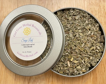 Hierba de salvia, té de hierbas de salvia, infusión de salvia, decocción de salvia, lata de té de salvia orgánico a granel, Salvia Officinalis, salvia seca, hierbas