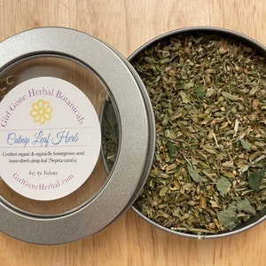 Catnip Herbal Tea, Nepeta Cataria, Catswort Herb, Catmint Herb, Catnip Infusion, Catnip Decoction, Organic Catnip Herbal Loose Leaf Tea Tin