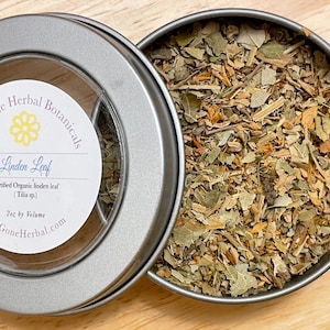 Linden Leaf Herbal Tea, Tilia Tea, Basswood Leaf Tea, Loose Leaf Tea Tin, Organic
