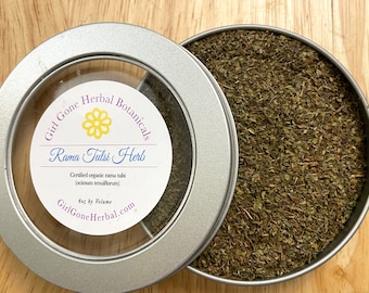 Tulsi Rama Herb, Organic Holy Basil Tea, Ocimum tenuiflorum, Tulsi Holy Basil Infusion, Herbal Tea Tin, Organic Herbs