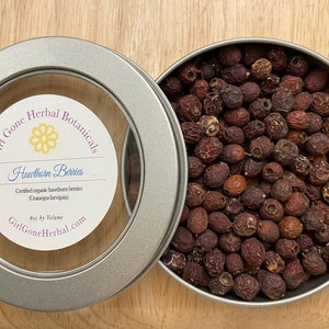 Hawthorne Berry Herbal Tea, Hawthorn Berry Infusion, Organic Hawthorn Berry Loose Tea, Tea Tin Gift
