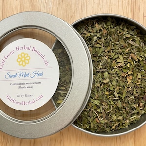 Peppermint Herbal Tea, Mint Infusion, Mint Decoction, Organic Peppermint Looseleaf Tea Tin