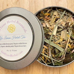 Life&#39;s Lemons Herbal Tea, Lemon Infusion, Lemon Decoction, Organic Lemon Looseleaf Tea Tin Gift