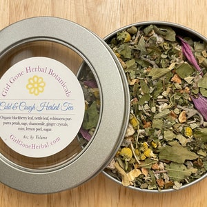 Echinacea Chamomile Tea, Sage Tea, Homegrown Herbal Looseleaf Gift Tea 4oz Tin, Caffeine Free Tea