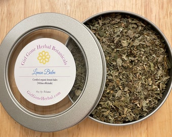 Lemon Balm Leaf Herbal Tea, Lemon Balm Infusion, Melissa officinalis, Organic Lemon Balm Loose Leaf Herb Tin for Tea, Soap, Tincture, Salves