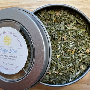 Feverfew Herbal Tea, Feverfew Infusion, Looseleaf Tea Tin, Gourmet Organic Tea