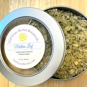 Mullein Herb, Organic Mullein Tea, Verbascum thapsus, Mullein Infusion, Herbal Tea Tin, Organic Herbs