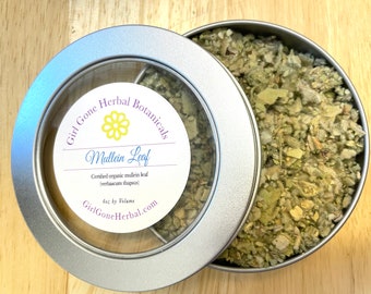 Mullein Herb, Organic Mullein Tea, Verbascum thapsus, Mullein Infusion, Herbal Tea Tin, Organic Herbs