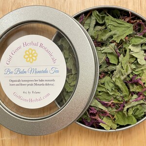 Bee Balm Monarda Herbal Tea, Organic Homegrown Bee Balm, Oswego Tea, Loose Leaf Tea Tin, Gourmet Tea, Horsemint, Bergamot Tea