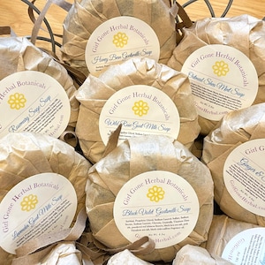 Round Herbal Soaps, Handmade Botanical Soap, All Natural Soap, 4.5oz Gift Soap, Goat Milk Soaps, Donkey Milk Soaps, Handcrafted Artisan Soap