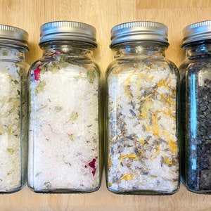 Herbal Botanical Bath Salts, Herbal/Floral Bath Soak, Organic Handmade Bath Spa Salts, Spa Gift, 6oz Bath Salt, All-Natural Gift