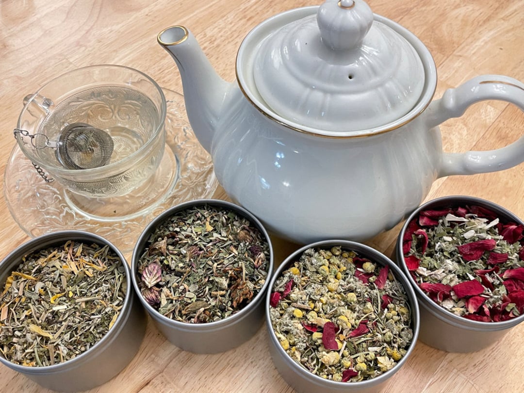 Organic Herbal Tea Tins, Handmade Loose Herbal Tea, Caffeine Free Tea