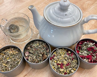 Organic Herbal Tea Tins, Handmade Loose Herbal Tea, Caffeine Free Tea, Herbal Infusions, Herbal Tisanes, Tea Samples, Girl Gone Herbal Tea