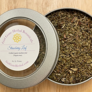 Strawberry Leaf Herbal Tea, Strawberry Infusion, Strawberry Decoction, Strawberry Leaf Loose Tea Tin