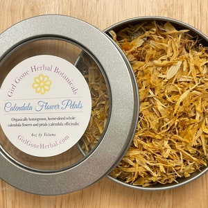 Calendula Petal Herbal Tea, Calendula Petal Infusion, Calendula Petal Decoction, Organic Calendula Looseleaf Tea, Tea Tin