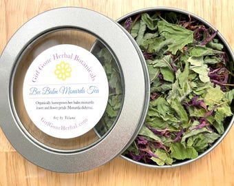 Bee Balm Monarda Herbal Tea, Organic Homegrown Bee Balm, Oswego Tea, Loose Leaf Tea Tin, Gourmet Tea, Horsemint, Bergamot Tea