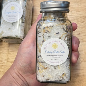 Lavender & Calendula Bath Salts, 6oz Lavender Bath Salts, Bath Soak, Organic Herbal Flower Handmade Bath Spa Salts, Handmade