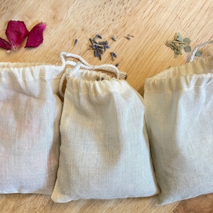 Kräuterwäsche-Musselin-Säckchen, chemikalienfreie Wäsche, natürlich duftende Kleidung, getrocknete Kräutersäckchen, Rosen-/Lavendel-/Eukalyptus-Raumduft