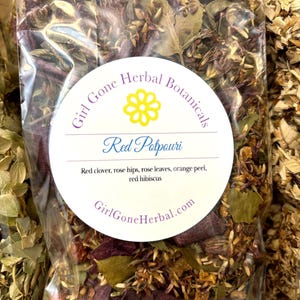 Red Herbal Potpourri, Hibiscus/Red Clover/Rose Hips/Orange All-Natural Home Fragrance, Herbal Fragrance, Herbal Sachet, Herbal Home