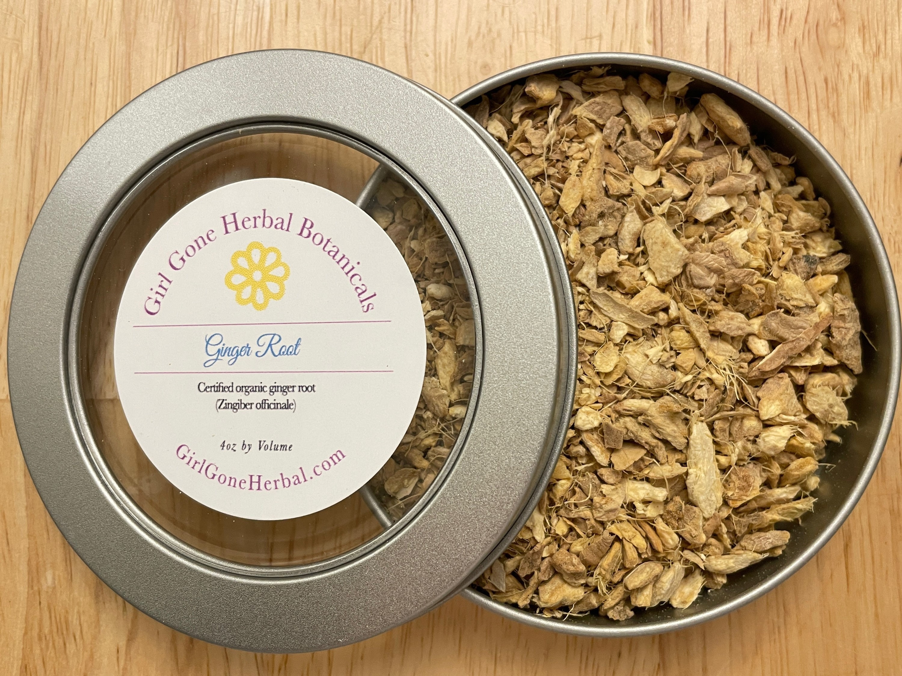 Ginger Herbal Tea, Ginger Infusion, Ginger Decoction, Ginger Loose Leaf Tea Tin
