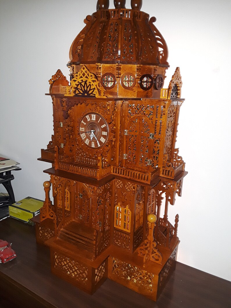 Dome Clock Scroll Saw created Fretwork Masterpiece Etsy
