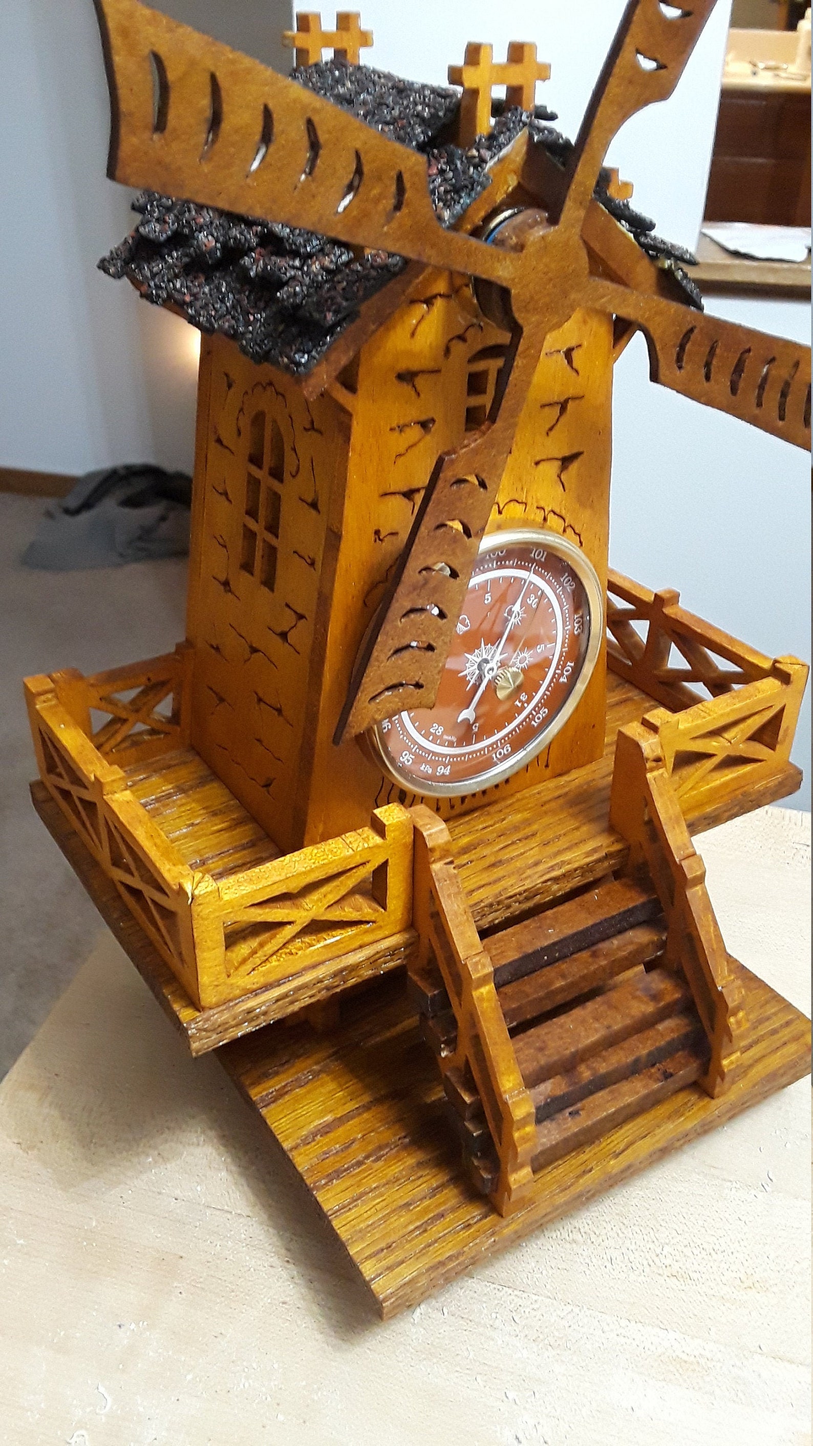 Windmill Fretwork / Scroll Saw Artwork W/ Barometer Etsy
