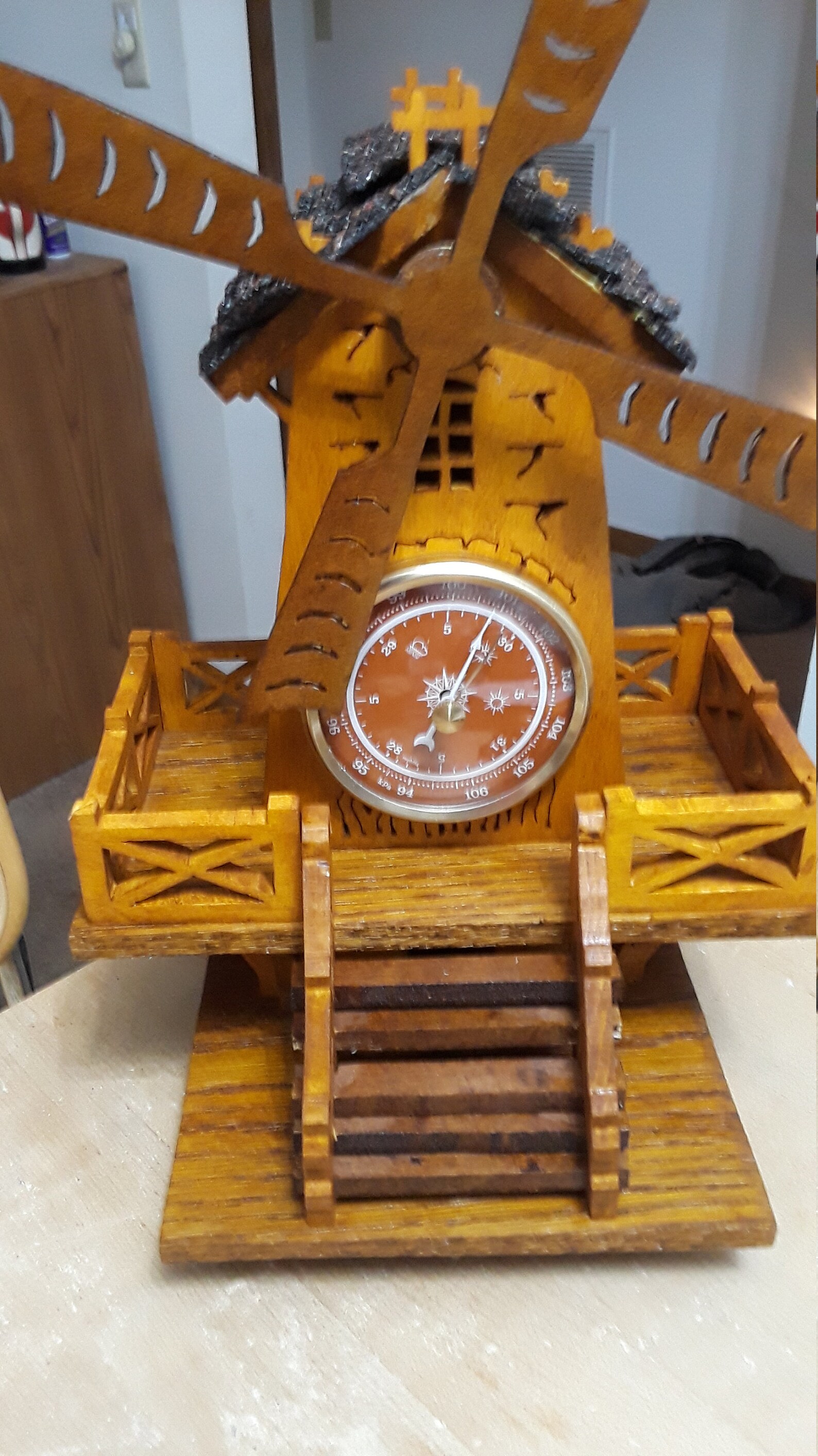 Windmill Fretwork / Scroll Saw Artwork W/ Barometer Etsy