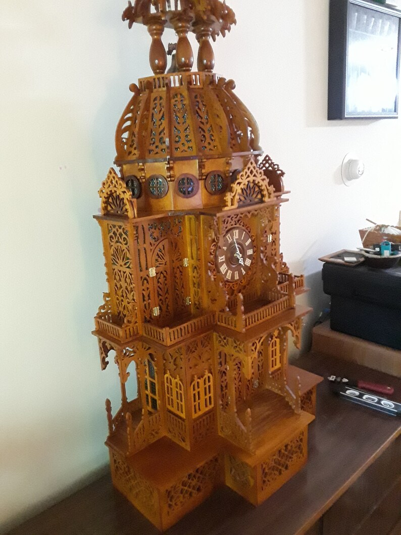 Dome Clock Scroll Saw created Fretwork Masterpiece Etsy