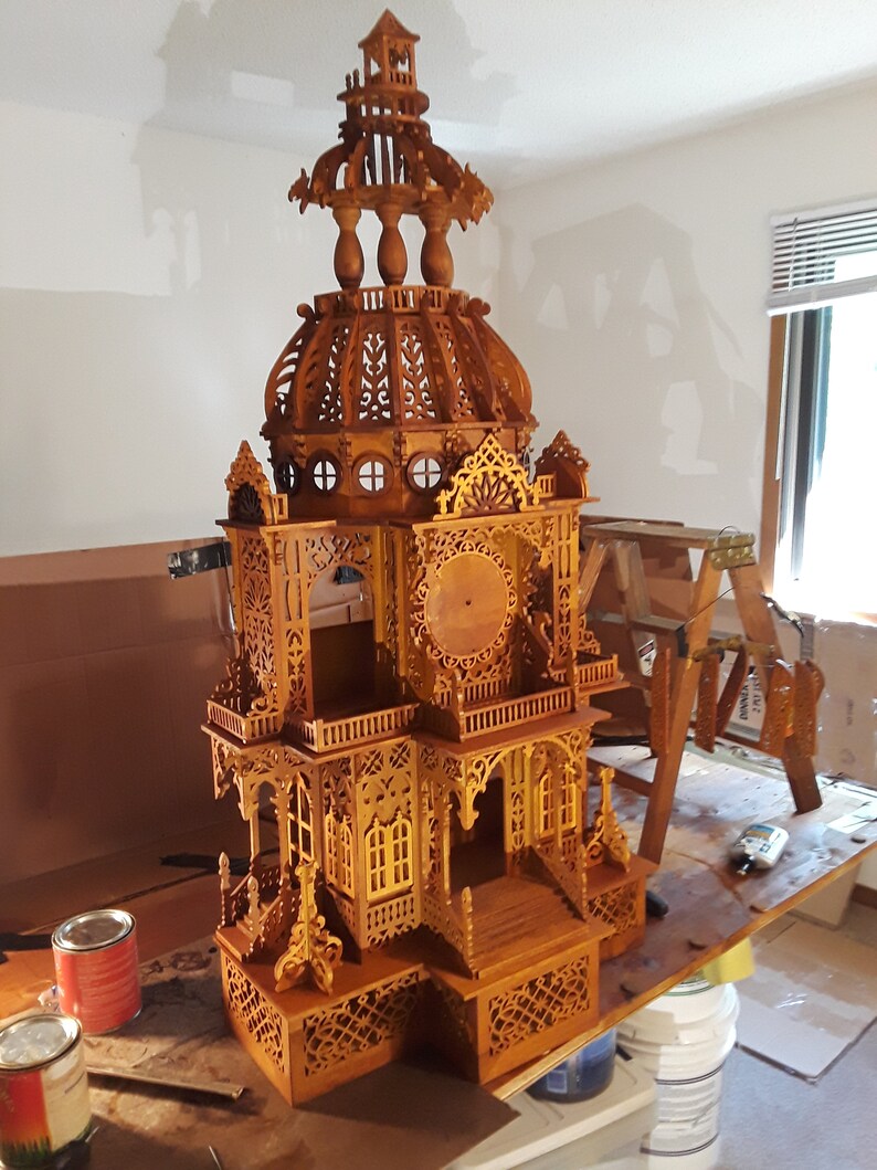 Dome Clock Scroll Saw created Fretwork Masterpiece Etsy