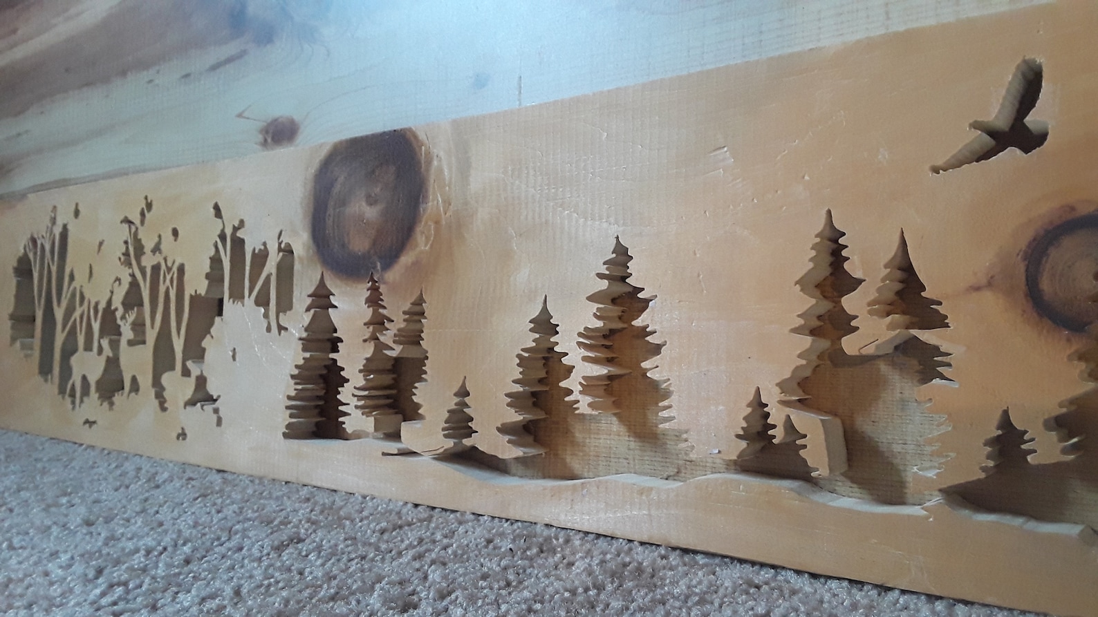 Nature Scene made with Scroll saw deer pine trees forest Etsy