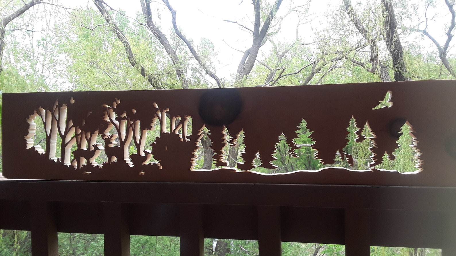 Nature Scene made with Scroll saw deer pine trees forest Etsy