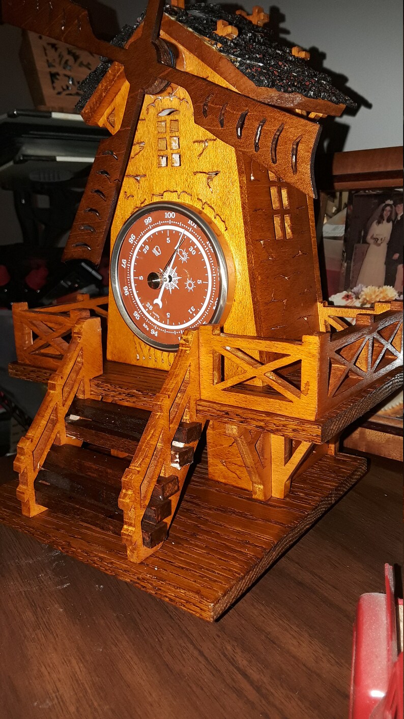 Windmill Fretwork / Scroll Saw Artwork W/ Barometer Etsy